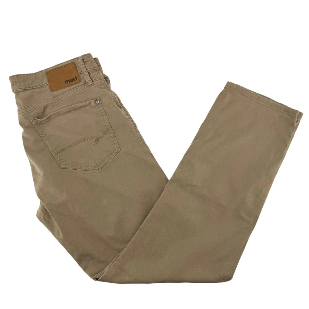 Mavi Zach Straight Leg Pants Mens 35x32 Tan Khaki Cotton Stretch Twill Chino